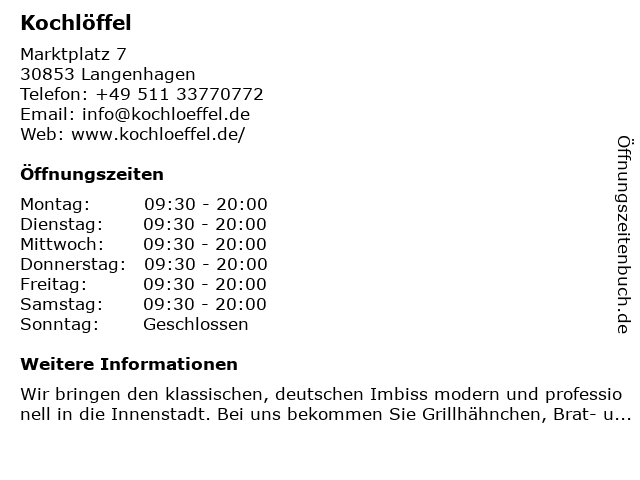 Kochlöffel in Langenhagen: Adresse und Öffnungszeiten