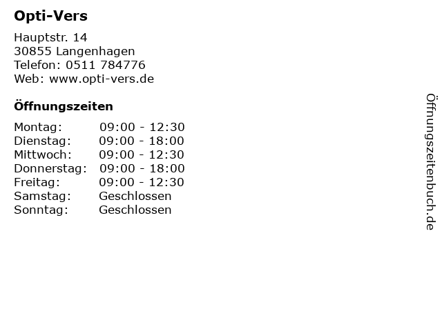 Opti-Vers in Langenhagen: Adresse und Öffnungszeiten