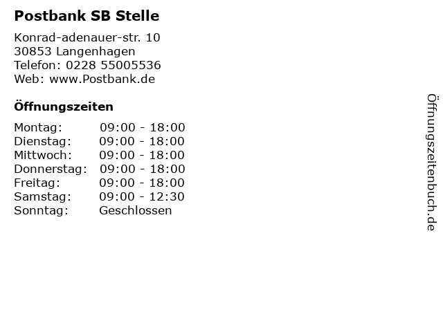 Postbank SB Stelle in Langenhagen: Adresse und Öffnungszeiten