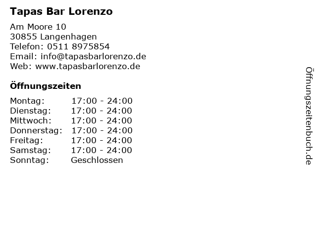 Tapas Bar Lorenzo in Langenhagen: Adresse und Öffnungszeiten