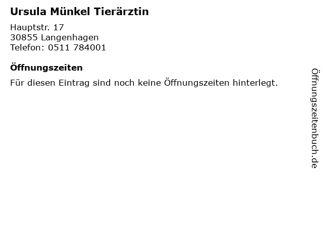 Ursula Münkel Tierärztin in Langenhagen: Adresse und Öffnungszeiten