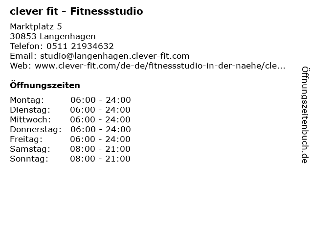 clever fit - Fitnessstudio in Langenhagen: Adresse und Öffnungszeiten