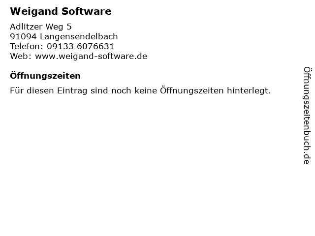 Weigand Software in Langensendelbach: Adresse und Öffnungszeiten