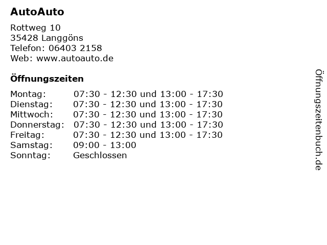 AutoAuto in Langgöns: Adresse und Öffnungszeiten