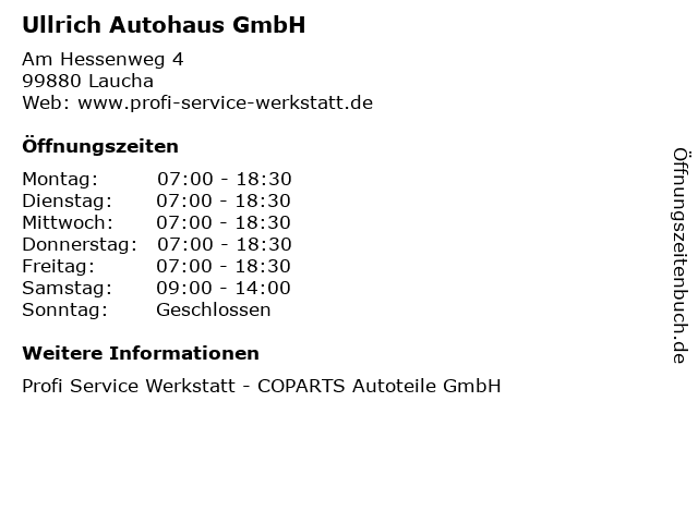Ullrich Autohaus GmbH in Laucha: Adresse und Öffnungszeiten
