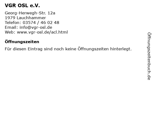VGR OSL e.V. in Lauchhammer: Adresse und Öffnungszeiten