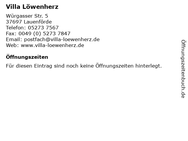 Villa Löwenherz in Lauenförde: Adresse und Öffnungszeiten
