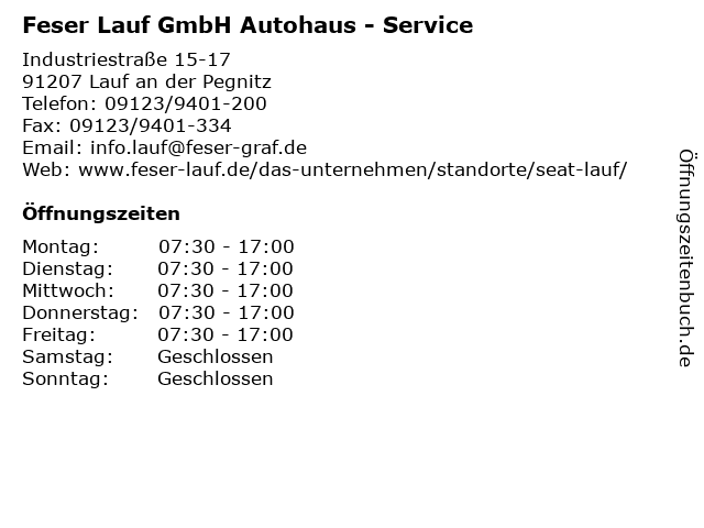 Feser Lauf GmbH Autohaus - Service in Lauf an der Pegnitz: Adresse und Öffnungszeiten