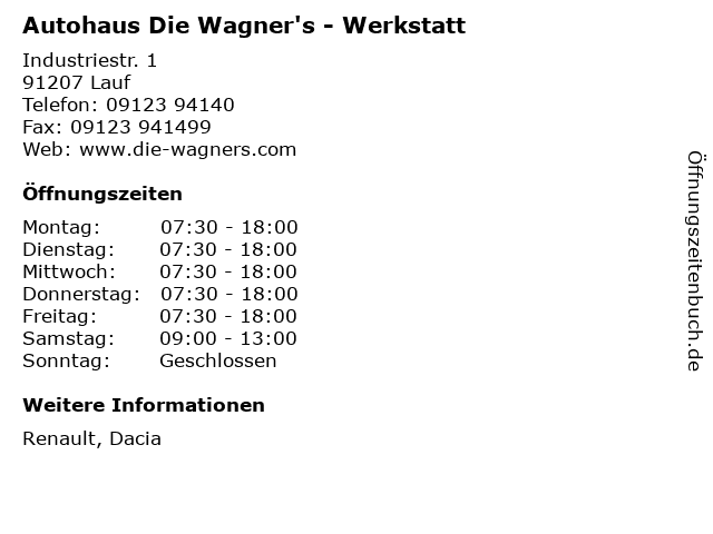 Autohaus Die Wagner's - Werkstatt in Lauf: Adresse und Öffnungszeiten