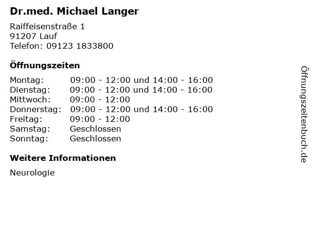 Dr.med. Michael Langer in Lauf: Adresse und Öffnungszeiten
