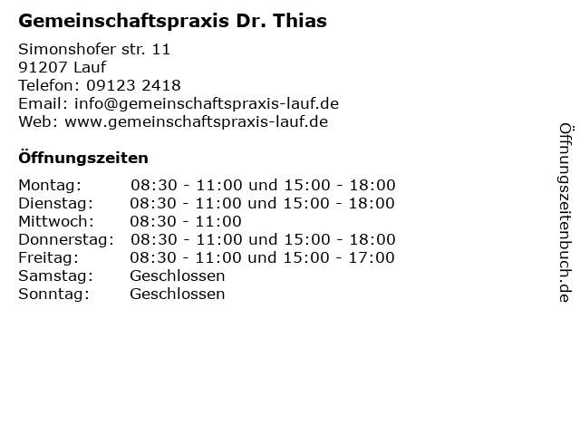 Gemeinschaftspraxis Dr. Thias in Lauf: Adresse und Öffnungszeiten