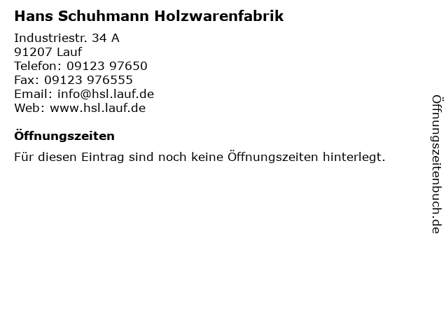 Hans Schuhmann Holzwarenfabrik in Lauf: Adresse und Öffnungszeiten