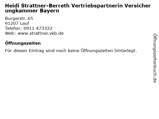 Heidi Strattner-Berreth Vertriebspartnerin Versicherungkammer Bayern in Lauf: Adresse und Öffnungszeiten