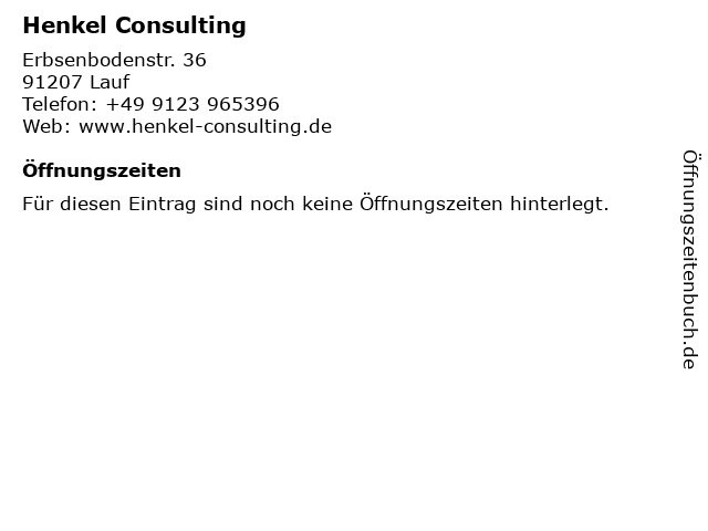 Henkel Consulting in Lauf: Adresse und Öffnungszeiten