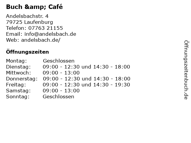 Buch & Café in Laufenburg: Adresse und Öffnungszeiten
