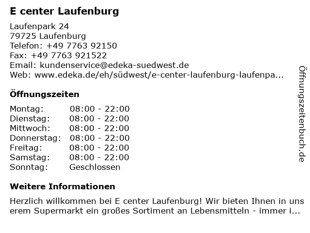 E center Laufenburg in Laufenburg: Adresse und Öffnungszeiten