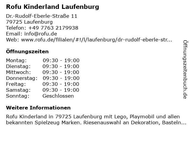 Rofu Kinderland Laufenburg in Laufenburg: Adresse und Öffnungszeiten