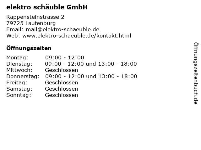 elektro schäuble GmbH in Laufenburg: Adresse und Öffnungszeiten