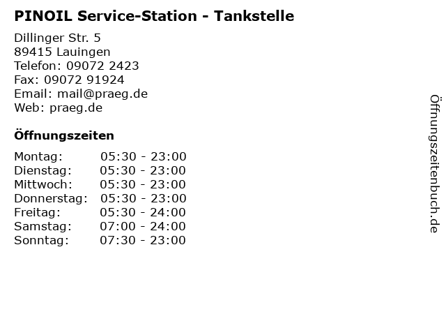 PINOIL Service-Station - Tankstelle in Lauingen: Adresse und Öffnungszeiten