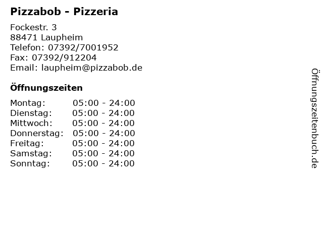 Pizzabob - Pizzeria in Laupheim: Adresse und Öffnungszeiten