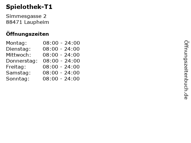 Spielothek-T1 in Laupheim: Adresse und Öffnungszeiten