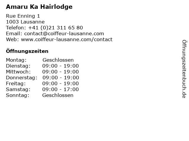 Amaru Ka Hairlodge in Lausanne: Adresse und Öffnungszeiten