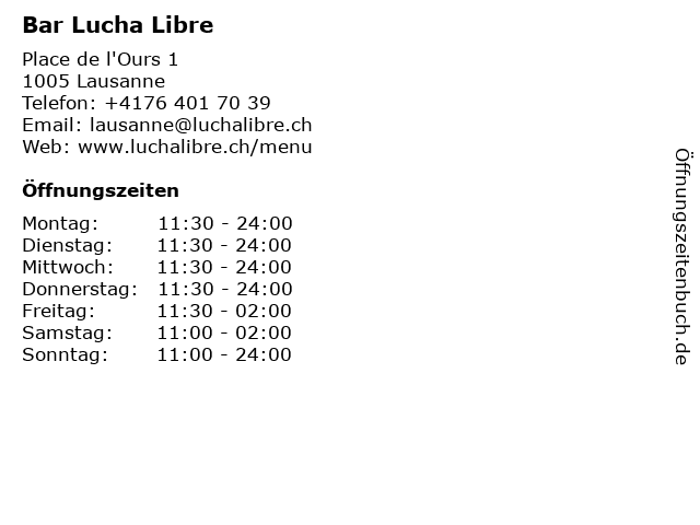 Bar Lucha Libre in Lausanne: Adresse und Öffnungszeiten