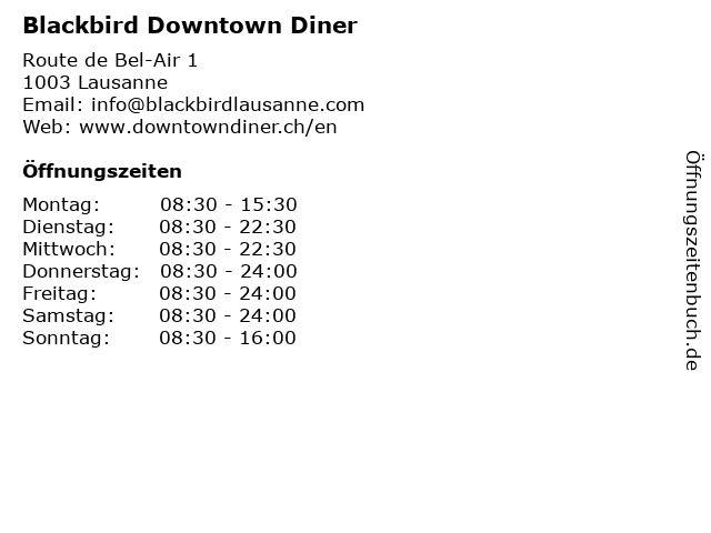 Blackbird Downtown Diner in Lausanne: Adresse und Öffnungszeiten