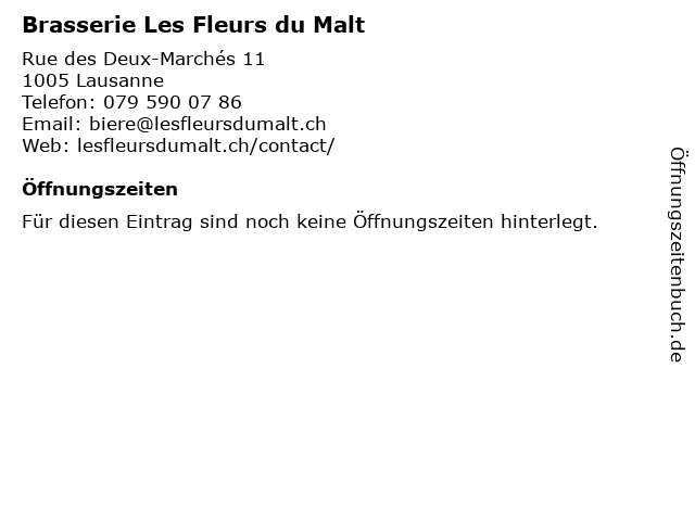 Brasserie Les Fleurs du Malt in Lausanne: Adresse und Öffnungszeiten