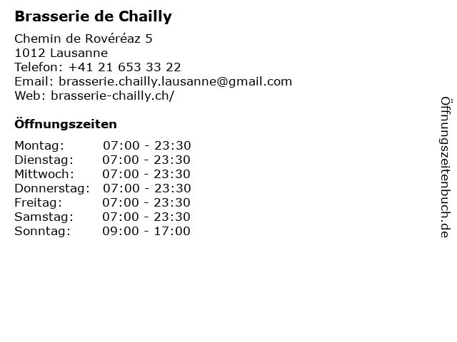 Brasserie de Chailly in Lausanne: Adresse und Öffnungszeiten