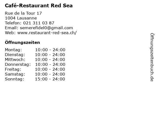 Café-Restaurant Red Sea in Lausanne: Adresse und Öffnungszeiten