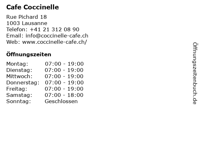 Cafe Coccinelle in Lausanne: Adresse und Öffnungszeiten