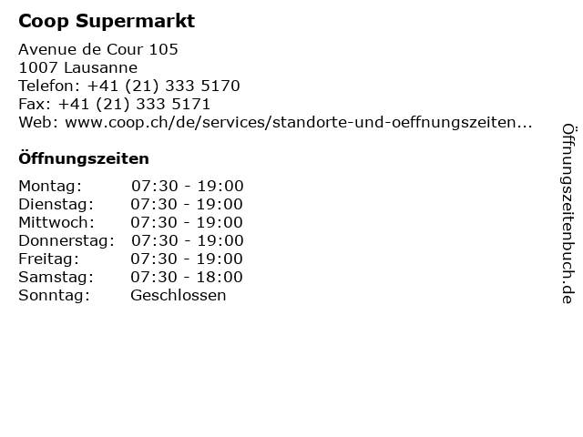 Coop Supermarkt in Lausanne: Adresse und Öffnungszeiten