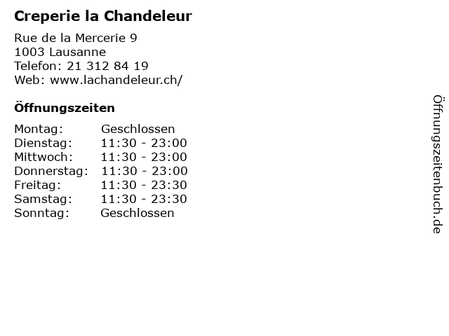 Creperie la Chandeleur in Lausanne: Adresse und Öffnungszeiten