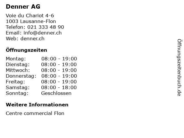 Denner AG in Lausanne-Flon: Adresse und Öffnungszeiten