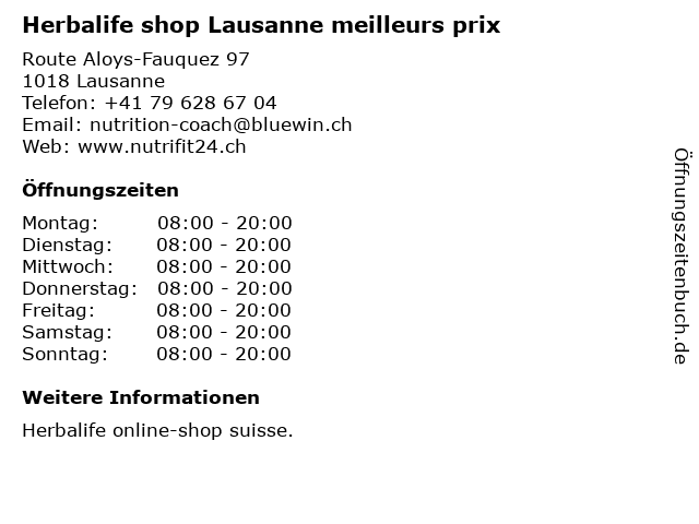 Herbalife shop Lausanne meilleurs prix in Lausanne: Adresse und Öffnungszeiten