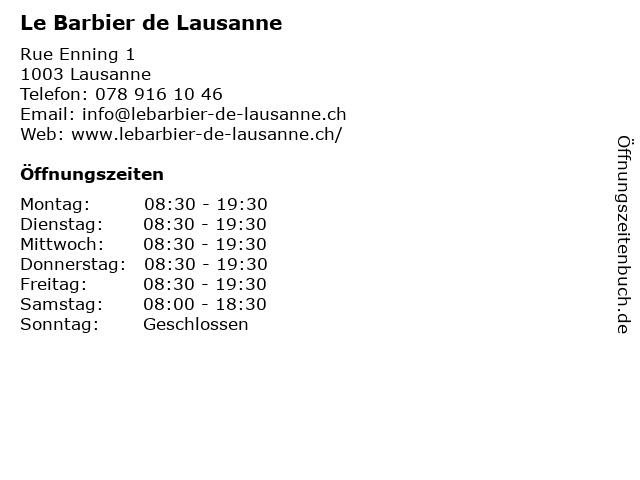 Le Barbier de Lausanne in Lausanne: Adresse und Öffnungszeiten