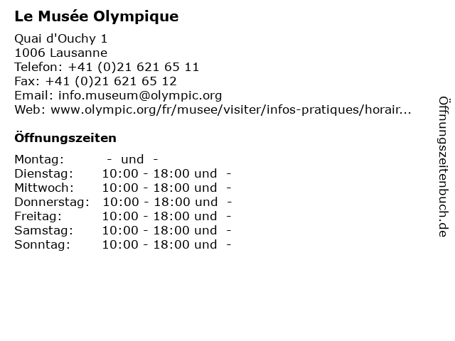 Le Musée Olympique in Lausanne: Adresse und Öffnungszeiten