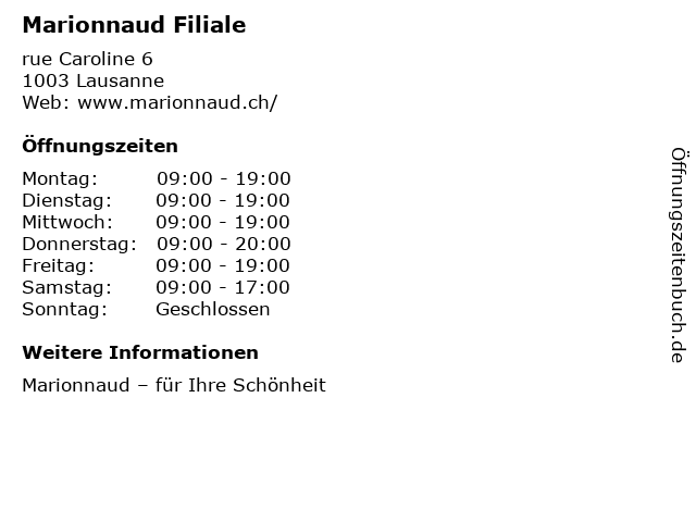 Marionnaud Filiale in Lausanne: Adresse und Öffnungszeiten