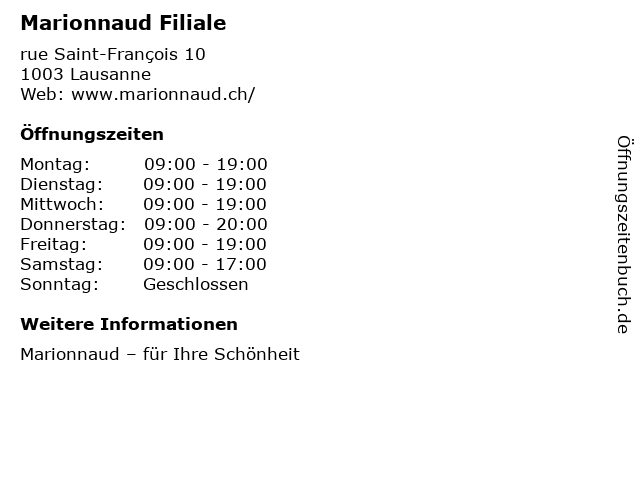 Marionnaud Filiale in Lausanne: Adresse und Öffnungszeiten