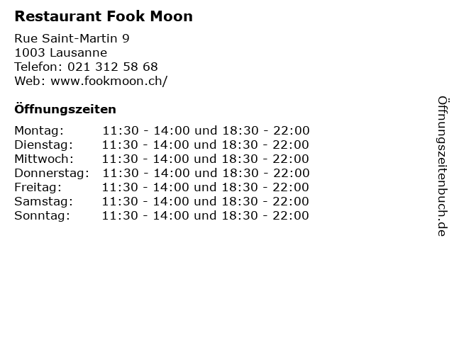 Restaurant Fook Moon in Lausanne: Adresse und Öffnungszeiten
