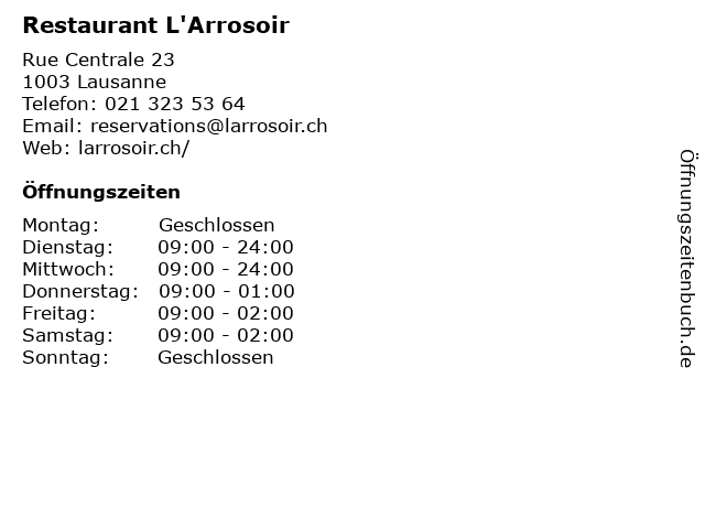 Restaurant L'Arrosoir in Lausanne: Adresse und Öffnungszeiten