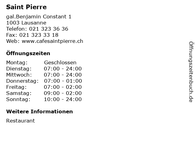 Saint Pierre in Lausanne: Adresse und Öffnungszeiten