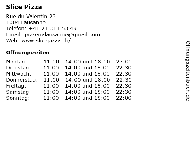 Slice Pizza in Lausanne: Adresse und Öffnungszeiten