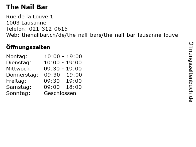 The Nail Bar in Lausanne: Adresse und Öffnungszeiten