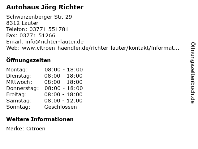 Autohaus Jörg Richter in Lauter: Adresse und Öffnungszeiten