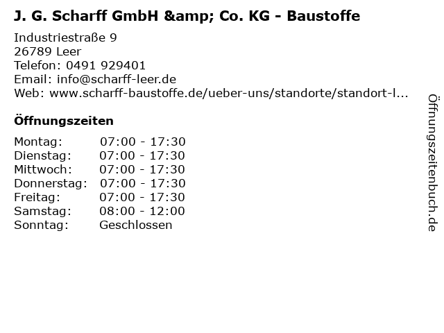 J. G. Scharff GmbH & Co. KG - Baustoffe in Leer: Adresse und Öffnungszeiten