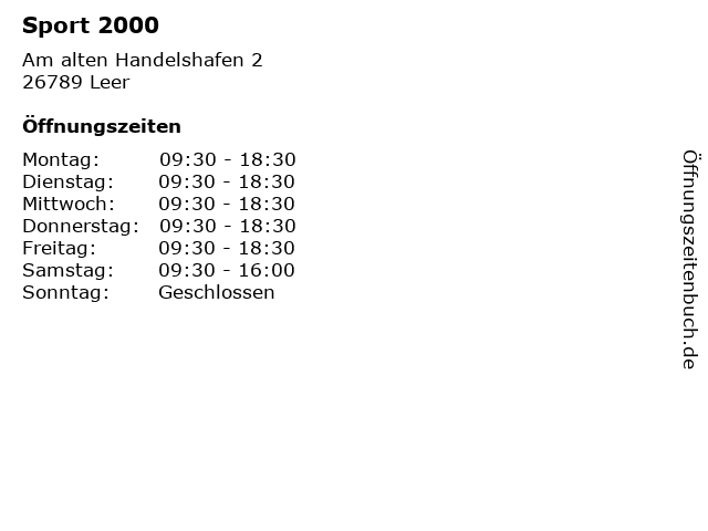 Sport 2000 in Leer: Adresse und Öffnungszeiten