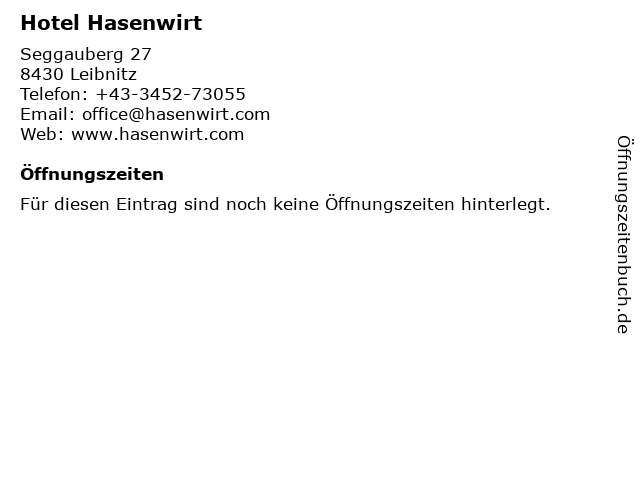 Hotel Hasenwirt in Leibnitz: Adresse und Öffnungszeiten