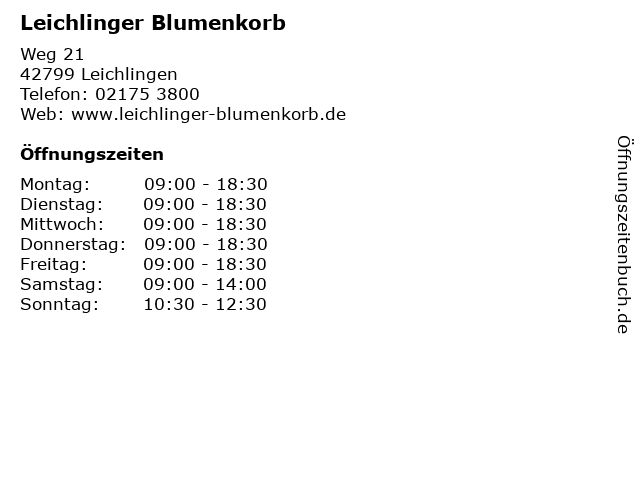 Leichlinger Blumenkorb in Leichlingen: Adresse und Öffnungszeiten
